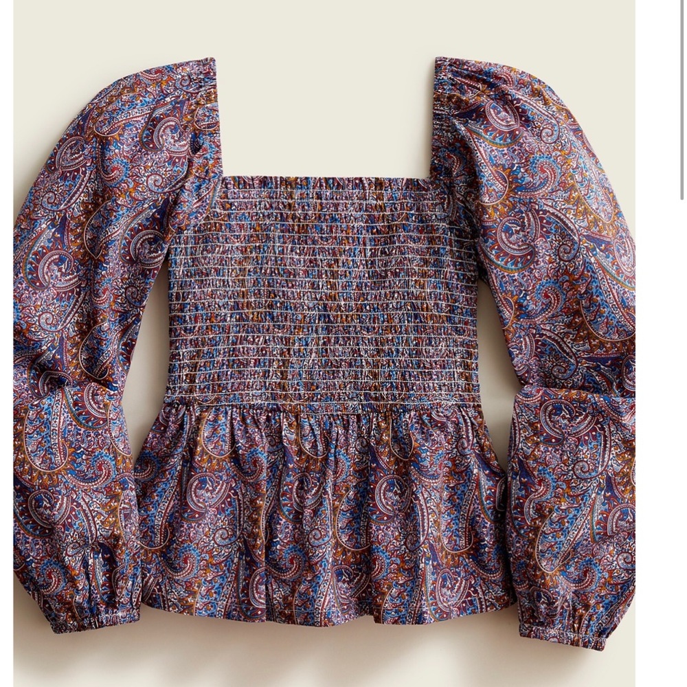 J crew Puff-sleeve smocked top in Liberty® Tropical Prince print xxs